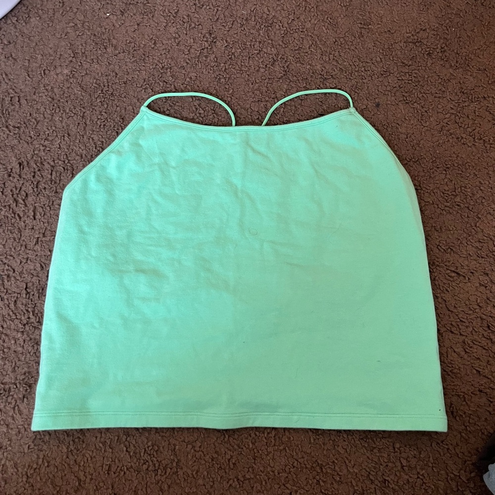 Green and Black Woman’s Crossback Crop Tops